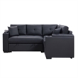 Pemberly Row Sectional Sleeper Sofa 2 Pillows USB Charger Black Faux Leather
