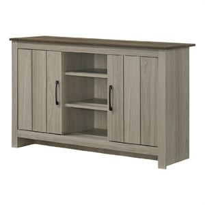 Pemberly Row Console Table with 3 Shelves and 2 Cabinet Doors in Gray Wood