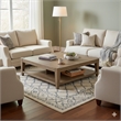 Pemberly Row 48 Inch Square Coffee Table 1 Shelf in Light Brown Mahogany