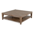 Pemberly Row 48 Inch Square Coffee Table 1 Shelf in Light Brown Mahogany