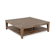 Pemberly Row 48 Inch Square Coffee Table 1 Shelf in Light Brown Mahogany