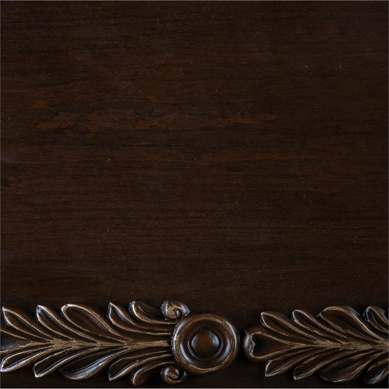 Pemberly Row 53 Inch Console Table Marble Top Cherry Brown Wood Cabriole