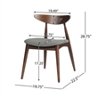 Pemberly Row Dining Chair Set of 2 Rubberwood Splayed Legs in Gray Brown