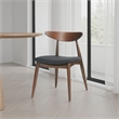Pemberly Row Dining Chair Set of 2 Rubberwood Splayed Legs in Gray Brown