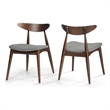 Pemberly Row Dining Chair Set of 2 Rubberwood Splayed Legs in Gray Brown