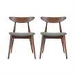 Pemberly Row Dining Chair Set of 2 Rubberwood Splayed Legs in Gray Brown