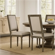 Pemberly Row Dining Chair Set of 2 in Wheat Beige Polyester Distressed Brown