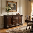 Pemberly Row 66 Inch Buffet Console 3 Drawers 2 Cabinets Cherry Brown Gold