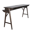 Pemberly Row 78 Inch Console Table USB Power Pack in Brown Mahogany Wood