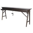 Pemberly Row 78 Inch Console Table USB Power Pack in Brown Mahogany Wood