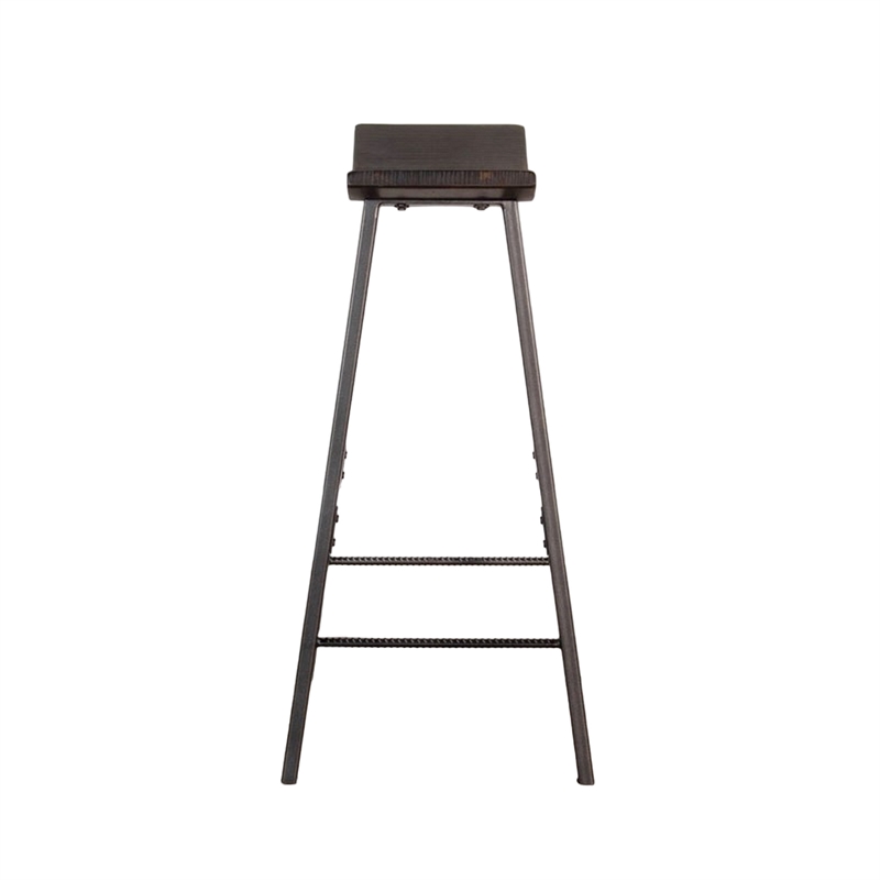 Pemberly Row 30 Inch Barstool Set of 2 Black Angled Legs Dark Brown Wood