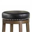 Pemberly Row 25 Inch Swivel Counter Stool Black Faux Leather Brown Set of 2