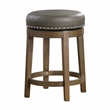 Pemberly Row 25 Inch Swivel Counter Stool Gray Faux Leather Brown Set of 2