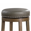Pemberly Row 25 Inch Swivel Counter Stool Gray Faux Leather Brown Set of 2