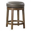 Pemberly Row 25 Inch Swivel Counter Stool Gray Faux Leather Brown Set of 2