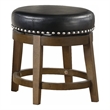 Pemberly Row 20 Inch Swivel Dining Stool Round Faux Leather Brown Set of 2