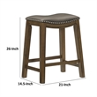 Pemberly Row 26 Inch Counter Height Stool Gray Faux Leather Brown Wood