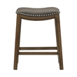 Pemberly Row 26 Inch Counter Height Stool Gray Faux Leather Brown Wood