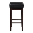 Pemberly Row 31 Inch Bar Height Stool Black Faux Leather Brown Set of 2