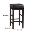 Pemberly Row 31 Inch Bar Height Stool Black Faux Leather Brown Set of 2