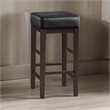 Pemberly Row 31 Inch Bar Height Stool Black Faux Leather Brown Set of 2