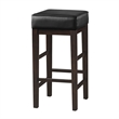 Pemberly Row 31 Inch Bar Height Stool Black Faux Leather Brown Set of 2