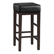 Pemberly Row 31 Inch Bar Height Stool Black Faux Leather Brown Set of 2