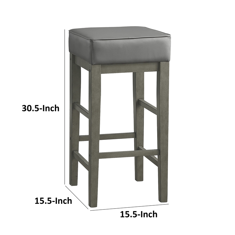 Pemberly Row 31 Inch Bar Height Stool Gray Faux Leather Antique Gray Set of 2