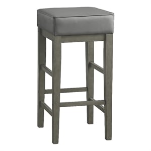 Pemberly Row 31 Inch Bar Height Stool Gray Faux Leather Antique Gray Set of 2