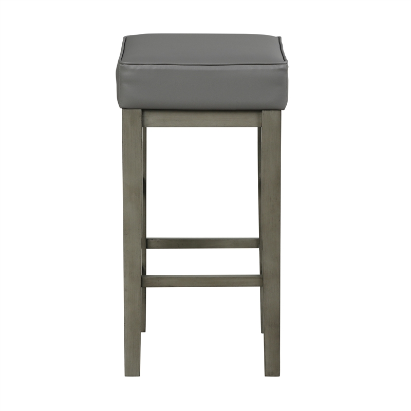 Pemberly Row 31 Inch Bar Height Stool Gray Faux Leather Antique Gray Set of 2