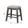 Pemberly Row Counter Height Stool Set of 2 Chenille Seat Nailhead Gray Wood