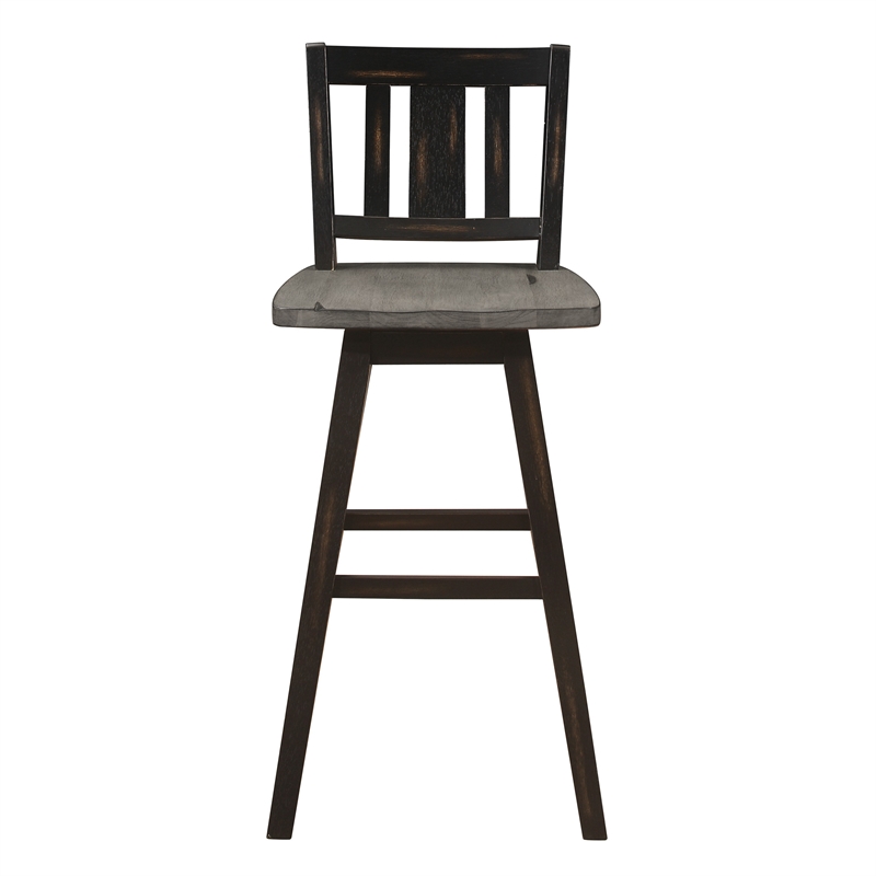Pemberly Row 29 Inch Bar Height Swivel Chair Set of 2 Vertical Slat Back