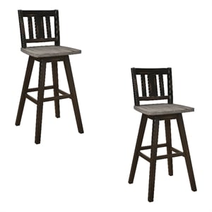 Pemberly Row 29 Inch Bar Height Swivel Chair Set of 2 Vertical Slat Back