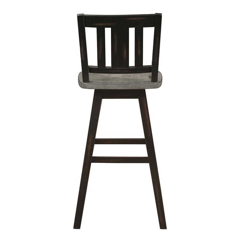Pemberly Row 29 Inch Bar Height Swivel Chair Set of 2 Vertical Slat Back
