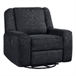 Pemberly Row Swivel Manual Reclining Chair Tab Pull Ebony Black Chenille