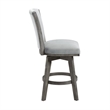 Pemberly Row Set of 2 Swivel Counter Stool Chairs Gray Channel Tufted Velvet