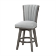 Pemberly Row Set of 2 Swivel Counter Stool Chairs Gray Channel Tufted Velvet