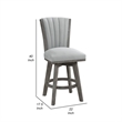 Pemberly Row Set of 2 Swivel Counter Stool Chairs Gray Channel Tufted Velvet