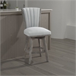 Pemberly Row Set of 2 Swivel Counter Stool Chairs Gray Channel Tufted Velvet