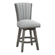 Pemberly Row Set of 2 Swivel Counter Stool Chairs Gray Channel Tufted Velvet