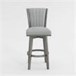 Pemberly Row Set of 2 Swivel Counter Stool Chairs Gray Channel Tufted Velvet