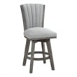 Pemberly Row Set of 2 Swivel Counter Stool Chairs Gray Channel Tufted Velvet