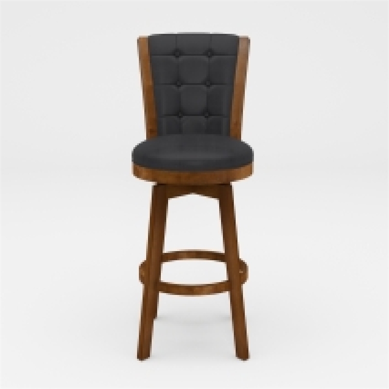 Pemberly Row Set of 2 Swivel Counter Stool Chairs Brown Black Faux Leather