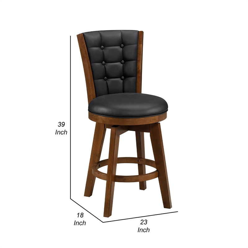 Pemberly Row Set of 2 Swivel Counter Stool Chairs Brown Black Faux Leather