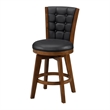 Pemberly Row Set of 2 Swivel Counter Stool Chairs Brown Black Faux Leather