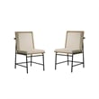 Pemberly Row Dining Table Set with 4 Chairs Solid Wood Round Top Black Metal