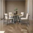 Pemberly Row Dining Table Set with 4 Chairs Solid Wood Round Top Black Metal