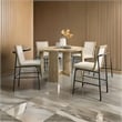 Pemberly Row Dining Table Set with 4 Chairs Round Top Oak Brown Finish Wood