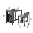 Pemberly Row 3 Piece Counter Height Compact Dining Table Chair Set Gray Wood