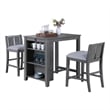 Pemberly Row 3 Piece Counter Height Compact Dining Table Chair Set Gray Wood